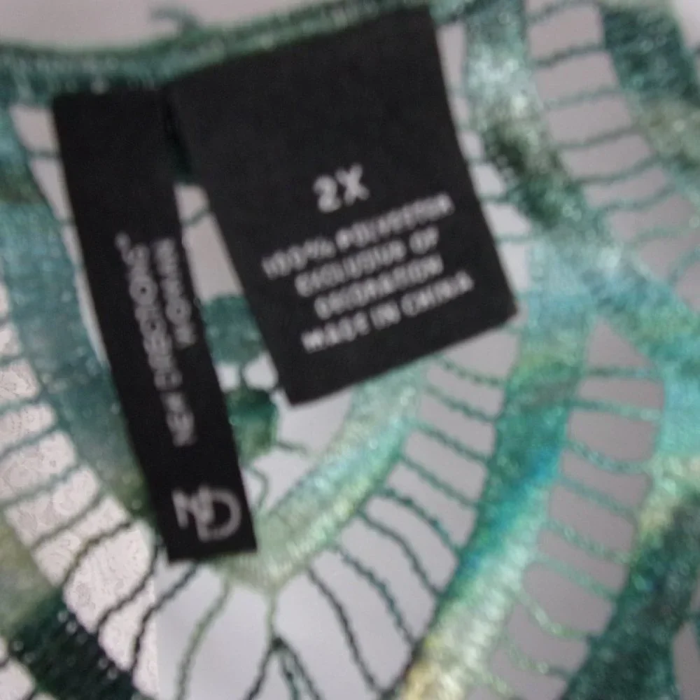 New Direction Tropical Print Green Pink Knit Top  NWOT  Plus 2X